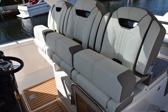 ERIKA RAY 11 Three bucket helm seats with fold-up bolsters for standing operation 