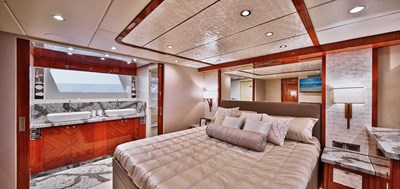 JOHNSON 80' FLYBRIDGE W/HYDRAULIC PLATFORM  13 Master head doors open   