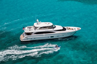 Horizon E100  0 E100 in blue ocean alongside jet ski. 