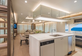 Horizon FD90 17 Horizon FD90 Hull 34 open galley with island countertops. 