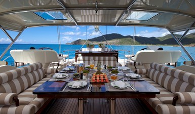 TIARA II 5 Tiara - Flybridge dining image credit Alexis Andrews