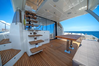 Wholesail II 18 Aft Deck - Teak Stairs Lead to Flybridge