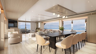 Horizon FD100 9 Horizon FD100 Hull 14 3D Rendering aft facing salon.