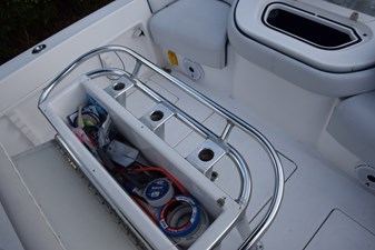 Contender 22 Sport 21 Helm Leaning Post with Backrest Removed and Cushion Hinged Open  