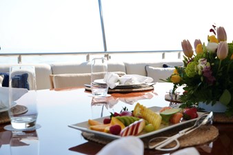 KIJO 17 Bridge deck aft table setting: breakfast anyone?