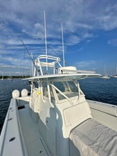 Freeman 37 VH 5 Center Console Looking Aft