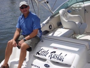 Raul Bermudez relaxing aboard his "Little Raskal."