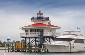 This year’s challenge dares participants to visit 10 lighthouses in the Chesapeake Bay area. The Choptank River Replica Light is one of the stops on this year’s Maryland Lighthouse Challenge. Photo: Christopher Knauss 
