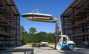 One of the boat lift at The Boathouse at The Harbor Club.