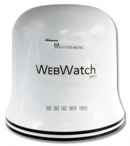 Shakespeare’s WebWatch dome system combines Wi-Fi, cellular and HDTV.