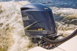 Yamaha’s powerful F350C is the world’s first 5.3-liter V8 four-stroke outboard.