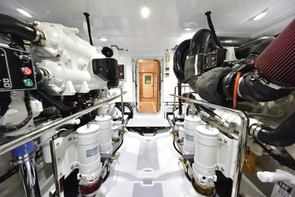 an image of the engine room onboard the Marlow 70E Mk2 from Southern Boating
