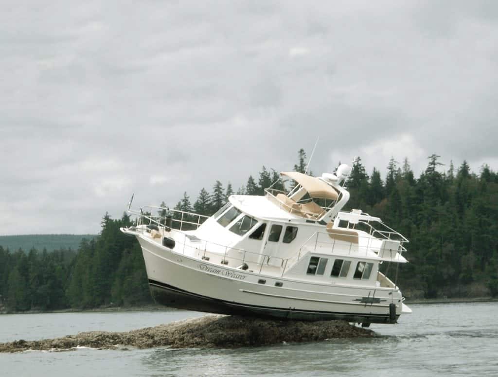 This is an image of a boat that has run aground. Learn how to re-float your boat.