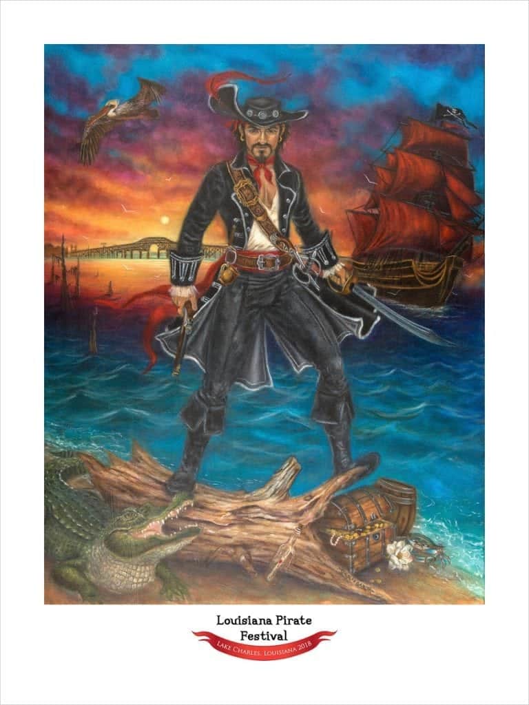 An artist's rendering of a pirate for the Louisiana Pirate Festival!