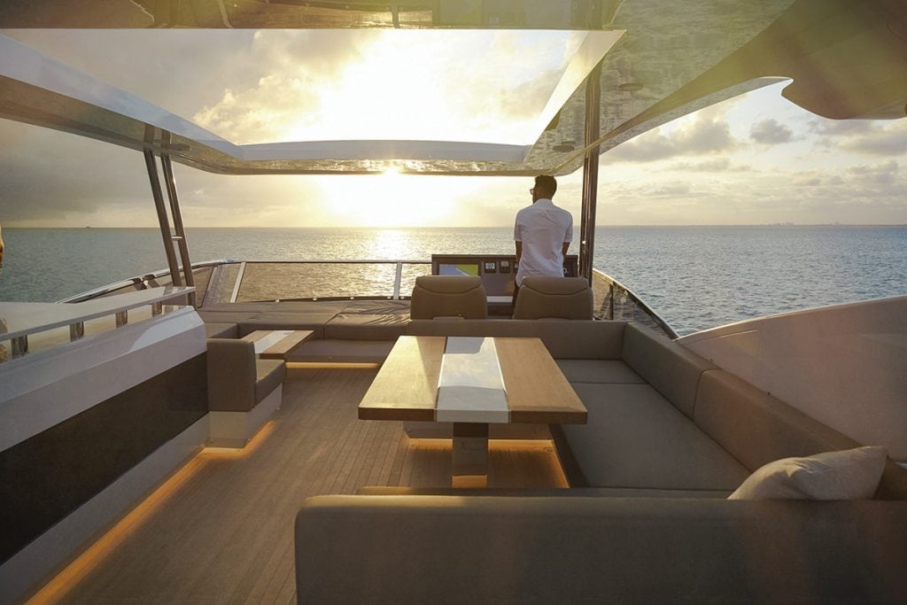 The aft deck of the Pearl 80.