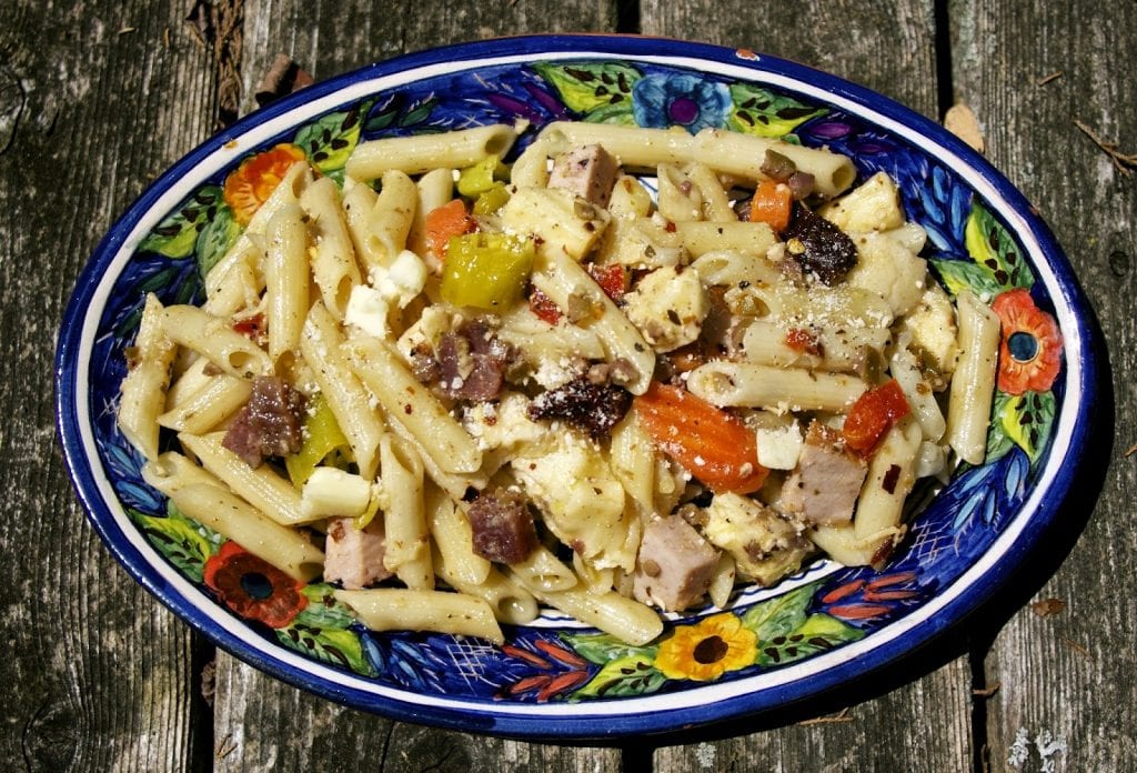 an image of muffaletta pasta salad