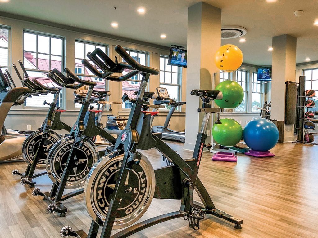The brand new fitness center at River Dunes on Grace Harbor