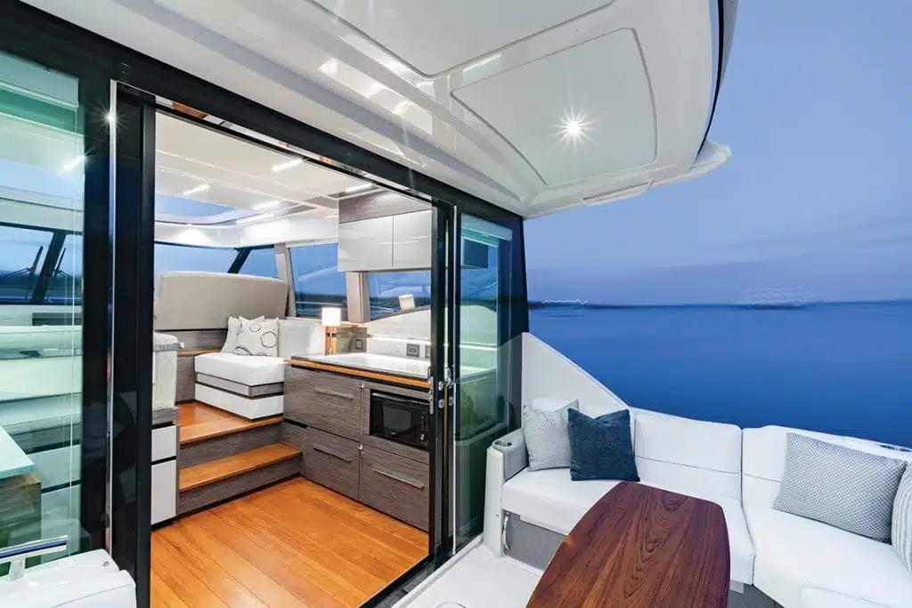 an image of the Tiara Yachts C 49 aft cockpit from Southern Boating
