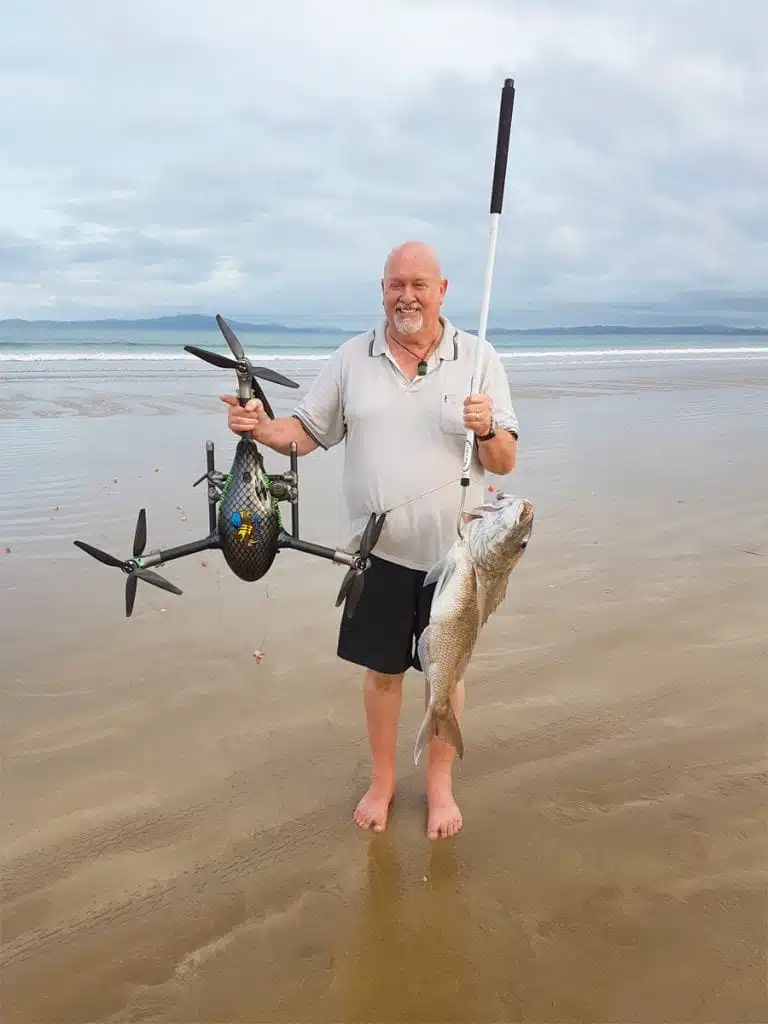 an image of a man drone fishing