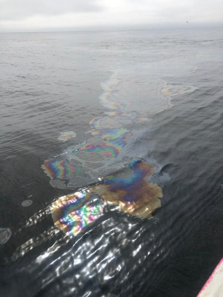Oil slick leaking from the Coimbra. 