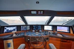 Captains deck view of the sportfishing boat