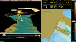 Screenshot of different view of the farsounder forward-looking sonar in operation