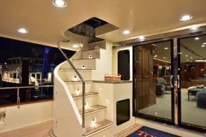 View of the stairs from the deck to other parts of the Marlow 100v