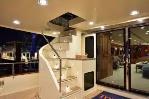 View of the stairs from the deck to other parts of the Marlow 100v