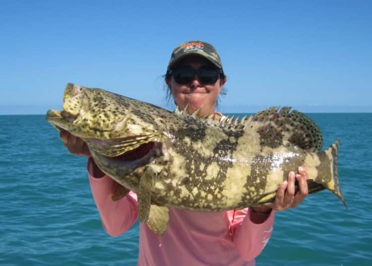 Jessica Holbrook Fort Myers FL top grouper on Dylan Scoble Blackwater Charters