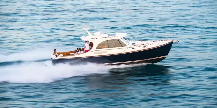 Hinkley's silent jet propulsion powering their picnic boat across open waters
