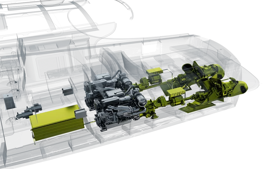 Digital mockup of Hinkley's silent jet propulsion in a transparent boat