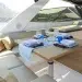 A view of a tale set to entertain dinner guest on a yacht