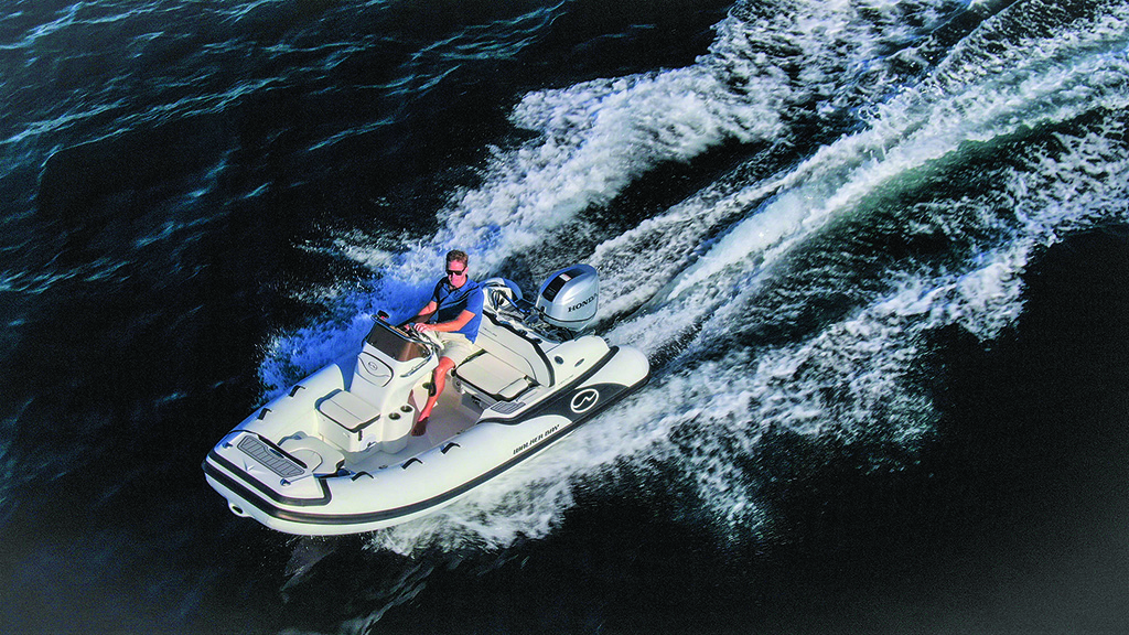 A man rides his Walker Bay RIB