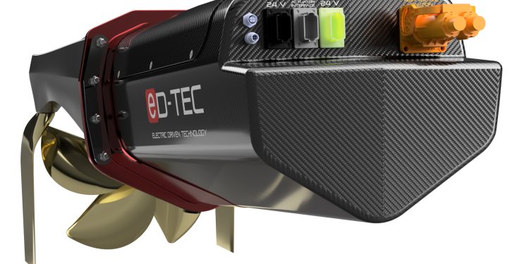 A rendering of the eD Q1 100 electronic boat propulsion system