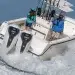 A center console turns on open water while sporting Honda's New BF350 Outboards