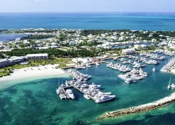 Aerial view of Abaco Beach Resort's Marina