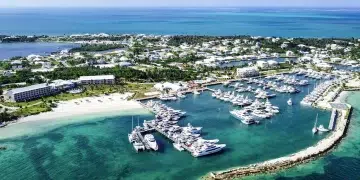 Aerial view of Abaco Beach Resort's Marina
