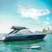 A Rendering of the Windy Boats W40 in Grey floating in water