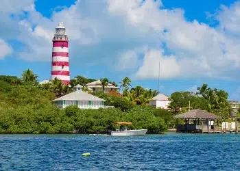 The Hopetown Lighthouse in the Abacos, Bahamas.