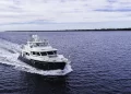 Marlow's 62E a Luxury Custom Yacht Running shot