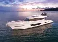 Maritimo's S75 Luxury Yacht Anchored in open water