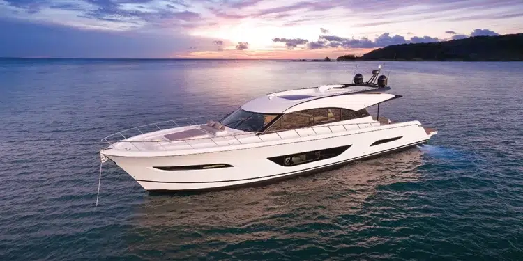 Maritimo's S75 Luxury Yacht Anchored in open water