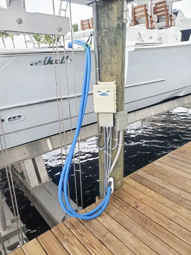 A-Sea lifted connected boat to dock