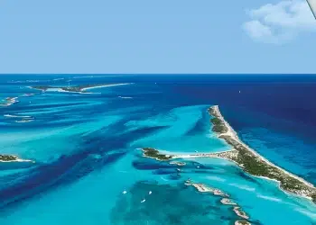 A view of the exumas while island hopping by plane