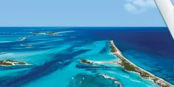 A view of the exumas while island hopping by plane