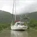 Hurricane Hole - Boat with lines in a canal