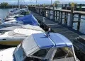 Boat at a dock prepared for a Hurricane