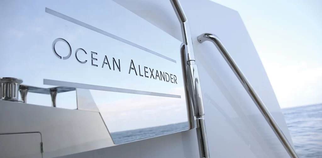 Ocean Alexander logo on a yacht