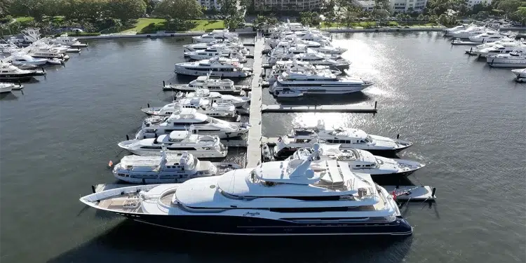 Town of Palm Beach marina aerial dock view