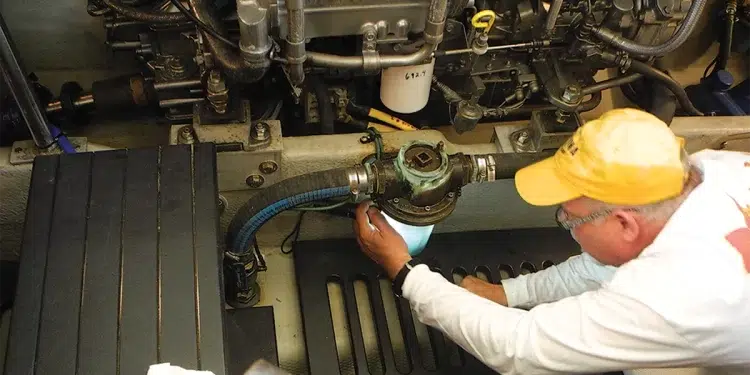 Visual inspection during marine strainer maintenance